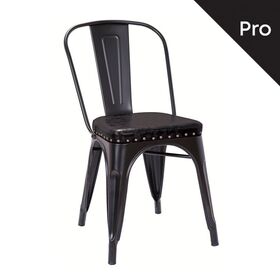 Relix Καρέκλα-Pro, Στοιβαζόμενη, Μέταλλο Βαφή Μαύρο Matte, pu Μαύρο