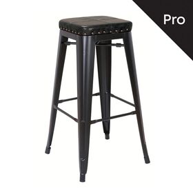Relix Σκαμπό bar-Pro, Στοιβαζόμενο, Μέταλλο Βαφή Μαύρο Matte, pu Μαύρο
