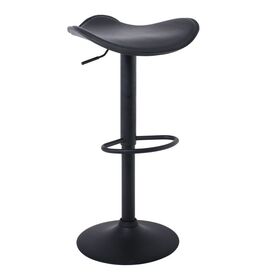 Saddle Σκαμπό Bar, Μέταλλο Βαφή Μαύρο, pvc Μαύρο, Ρύθμιση Ύψους, Περιστρεφόμενο
