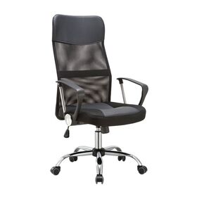Bf2400-pu Πολυθρόνα Γραφείου Διευθυντή, Βάση Χρώμιο, pu Μαύρο, Mesh Μαύρο