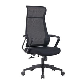 Bf2990  Πολυθρόνα Γραφείου Διευθυντή, Mesh Μαύρο, Ύφασμα Μαύρο