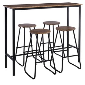 Pub set bar Τραπέζι + 4 Σκαμπό, Μέταλλο Βαφή Ανθρακί - Antique Brown