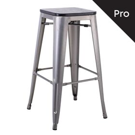 Relix Wood Σκαμπό bar-Pro, Απόχρωση Metal με Διακοσμητική Σκουριά, Απόχρωση Ξύλου Μαύρο