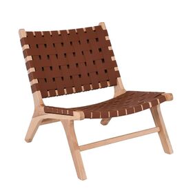 Dune Lounge Καρέκλα, Ξύλο Απόχρωση Φυσικό, Κάθισμα-Πλάτη Ιμάντες pu Καφέ