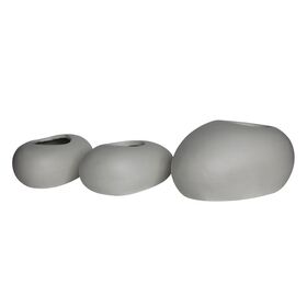 Flower pot-Rock set 3 Τεμαχίων, Cement Απόχρωση White