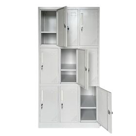 Locker 9 Θέσεων Φοριαμός - Ερμάριο με Εσωτερικά Ράφια, Μέταλλο Βαφή Γκρι