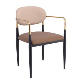 Olive Πολυθρόνα Μέταλλο Βαφή Μαύρο-Gold, pu Μπεζ-Cappuccino