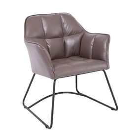 Polly Πολυθρόνα Μέταλλο Βαφή Μαύρο, Ύφασμα Suede Cappuccino