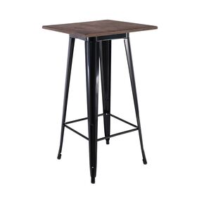Relix Wood Τραπέζι bar-Pro, Μέταλλο Βαφή Μαύρο, Επιφάνεια κ/π Εμποτισμού Καρυδί