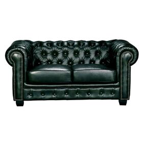 Chesterfield Birmingham Καναπές 2θέσιος Σαλονιού Καθιστικού,δέρμα Antique Green