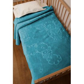 Κουβέρτα Κούνιας 110x140 Βελουτέ Bear 6 Lake Blue