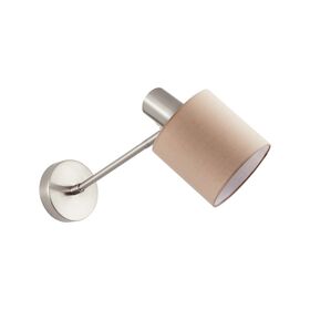 Se21-nm-22-sh3 Adept Wall Lamp Nickel Matt Wall Lamp Brown Shade+