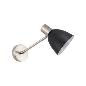 Se21-nm-22-ms2 Adept Wall Lamp Nickel Matt Wall Lamp Black Shade+