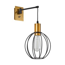 Se21-gm-9-gr2 Adept Wall Lamp Gold Matt and Black Metal Wall Lamp Black Metal Grid+