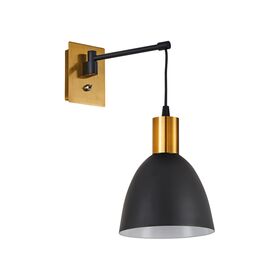 Se21-gm-9-ms2 Adept Wall Lamp Gold Matt and Black Metal Wall Lamp Black Metal Shade+