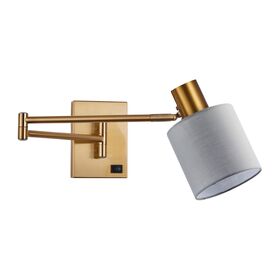 Se21-gm-52-sh3 Adept Wall Lamp Gold Matt Wall Lamp With Switcher and Grey Shade+