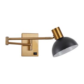 Se21-gm-52-ms3 Adept Wall Lamp Gold Matt Wall Lamp With Switcher and Black Metal Shade+
