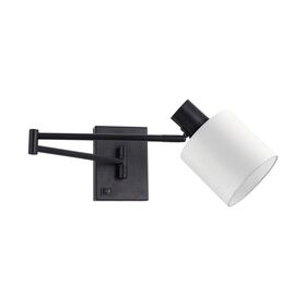 Se21-bl-52-sh1 Adept Wall Lamp Black Wall Lamp With Switcher and White Shade+