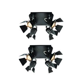 Gu12015a-4r (X2) Mystik Packet Metal Black Ceiling Lamp With Rotating Heads+