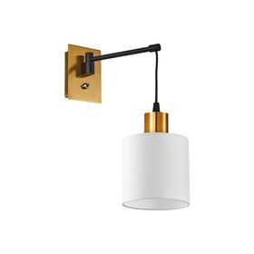 Se21-gm-9-sh1 Adept Wall Lamp Gold Matt and Black Metal Wall Lamp White Shade+