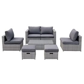 Bali set Wicker 6 Θέσεων: 1 Τραπέζι+1 Καναπέ 2θ+2 Σκαμπό +2 Καθίσματα 1θ, Απόχρωση Γκρι