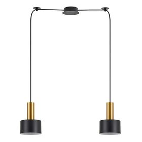 Se21-gm-4-bl2-ms1 Adept Tube Gold Matt Pendant Black Metal Shade+