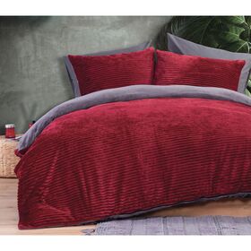 Σετ Μονή Παπλωματοθήκη fleece 160x220cm polyester nef-nef calderon/ bordo 029404