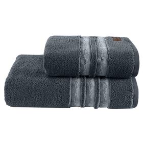 Σετ 2τμχ. Πετσέτες Μπάνιου Lantz Anthracite guy Laroche  Smooth Cotton 650 Gr/m4