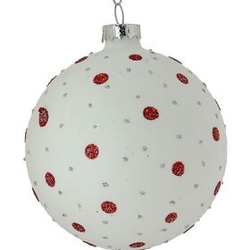 Χριστουγεννιάτικη Μπάλα Γυαλί red dots 10cm
