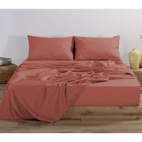 Σεντόνι Διπλό με Λάστιχο 140x200+30cm Βαμβάκι nef-nef basic - 1217 teracotta 033508