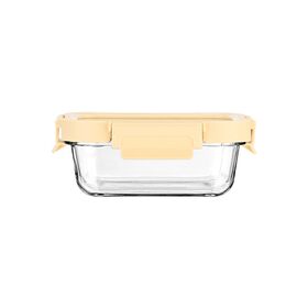 Estia Φαγητοδοχειο Click&seal Γυαλινο 370ml 16.3x12.3x6.2cm με Καπακι Πλαστικο Ivory