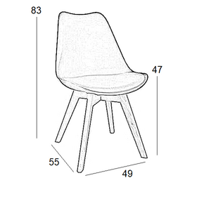 Καρέκλα Τραπεζαρίας Ξύλινη 4τμχ Billy Beige Ύφασμα 49x55x47-83εκ.