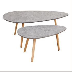 Tamy σετ 2τμχ. Cement Color 116χ65χ45 & 75χ43χ40εκ. Τραπεζι Σαλονιου