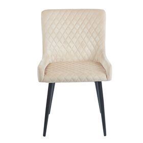 Vanesa Beige Velvet Υφασμα Καρεκλα Μεταλλικη