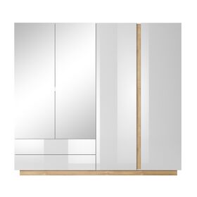 Ντουλάπα Arco Λευκό High Gloss 220x202x54cm με Καθρέπτη και Συρτάρια