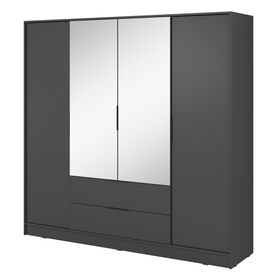 Ντουλάπα Kelly Γραφίτης με Καθρέπτες 206x200x51cm