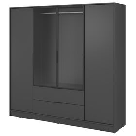 Ντουλάπα Kelly Flutes rm Γραφίτης με Ημιδιάφανο Τζάμι  206x200x51cm