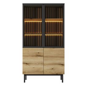 Βιτρίνα Lang Ανθρακί+ Φυσικό Evoke με Φωτισμό 100x188x39cm