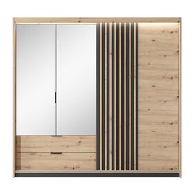 Ντουλάπα Tally Φυσικό Artisan με Καθρέπτες 220x210x60cm