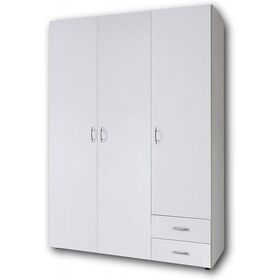 Ντουλάπα Τρίφυλλη A_base Λευκή με Συρτάρια 120x177x52cm
