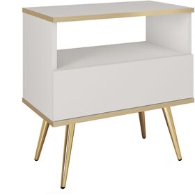 Κομοδίνο oro Λευκό με Χρυσό 54x59x39cm