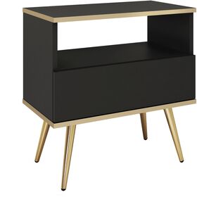 Κομοδίνο oro Ανθρακί με Χρυσό 54x59x39cm