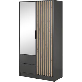 Nτουλάπα Δίφυλλη Nelly Γραφίτης με Καθρέπτη 105x200x51cm