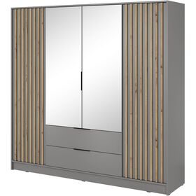 Nτουλάπα Τετράφυλλη Nelly Γκρι με Καθρέπτη 206x200x51cm