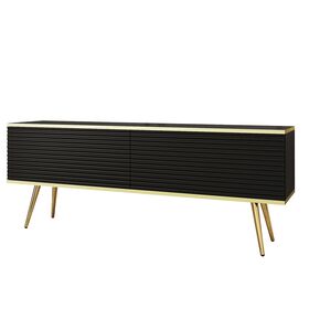 Έπιπλο Τηλεόρασης Oro_mdf Ανθρακί + Χρυσό 135x53x32cm