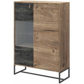 Βιτρίνα Dark Χρώμα Βελανιδιά+black Stone 93x133x39cm