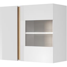 Κρεμαστή Βιτρίνα 36146-Arcw-wv Λευκό+λευκό High Gloss+grandson 96,5x82,5x40cm