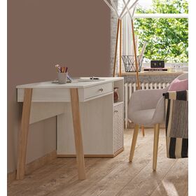 Alika Γραφείο με 1 Συρτάρι και 1 Πόρτα Whitewashed Chestnut/grey Print