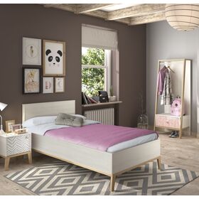 Alika Κρεβάτι Μονό 99x210x86εκ. ( για Στρώμα 90x200εκ. ) Whitewashed Chestnut/beech