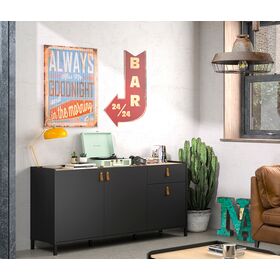 Amsterdam Mπουφές με 3 Πόρτες και 1 Συρτάρι 160x45x79εκ. Natural Chestnut / Black